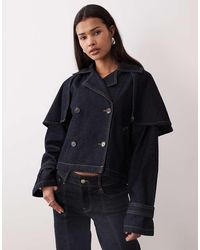 Gina Tricot - Cape Short Denim Trench Jacket - Lyst