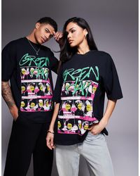 ASOS - T-Shirt Oversize Nera Con Stampe Dei Day Su Licenza - Lyst
