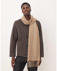 ASOS - Bufanda A Cuadros Con Estampado De Pata De Gallo De Tejido Liso De -Neutro - Lyst