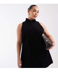 ASOS - Asos Design Curve Sleeveless Funnel Neck Cord Mini Dress - Lyst