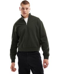 ASOS - Essential - sweat oversize coupe carrée à col zippé - foncé - Lyst