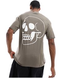 Jack & Jones - T-shirt oversize color cuoio con stampa di teschio sul retro - Lyst