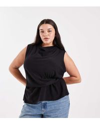 ASOS - Asos Design Curve Cowl Neck Sleeveless Top With Twist Waist Detail - Lyst