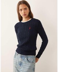 Polo Ralph Lauren - Julianna Icon Logo Cotton Cable Knit Jumper - Lyst