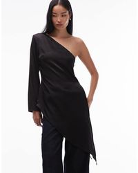 ASOS - Satin One Shoulder Longline Top - Lyst