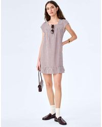 OMNES - Dresses Delphine Seersucker Gingham Cotton Short Sleeve Mini Dress - Lyst