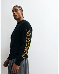 No Problemo - Cotton Wool Mix Knitted Jumper With Large Sleeve Logo - Lyst