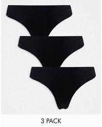 Pieces - Pack De 3 Tangas Negros Sin Costuras De Puma - Lyst