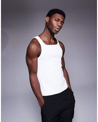4505 - Square Neck Slim Fit Active Rib Training Vest - Lyst