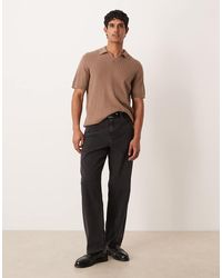 ASOS - Relaxed Knit Notch Neck Striped Polo Shirt - Lyst