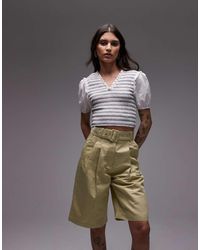 & Other Stories - Bermuda Shorts Van Linnenmix Met Lange Pasvorm En Ceintuur - Lyst
