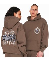 Multiply Apparel - Sudadera Marrón Extragrande Con Capucha Y Detalles Adornados De - Lyst