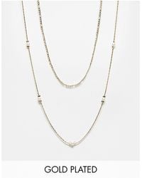 ALDO - 2 Pack Plated Delicate Necklaces With Faux Pearl Detail - Lyst