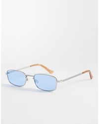 ASOS - Rectangle Metal Light Tint Sunglasses - Lyst