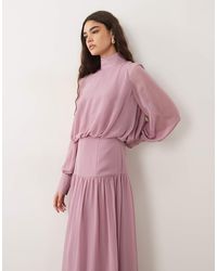 ASOS - High Neck Deep Cuff Maxi Dress - Lyst