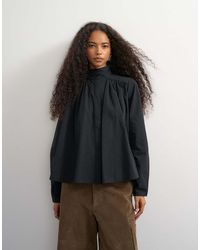 TOPSHOP - High Neck Balloon Sleeve Shirt - Lyst
