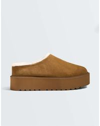 Oysho - Faux-Fur Split-Leather Clogs - Lyst