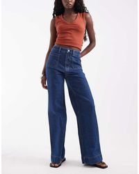 ASOS - High Waist Wide Leg Jeans With Front Pockets - Lyst