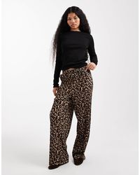 Only Petite - Pantalon ample à enfiler imprimé léopard plissé - Lyst