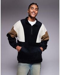 ASOS - Sweat oversize color block en polaire à col cheminée zippé - Lyst