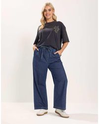 Yours Clothing - Pull On Wide Leg Jeans - Lyst