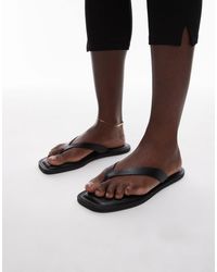 ARKET - Real Leather Square Toe Chunky Thong Sandals - Lyst