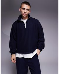 ASOS - Co-ord Heavyweight Oversized Boxy Dropped Shoulder Sweatshirt With Half Zip - Lyst