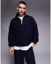 ASOS - Sweat oversize épais d'ensemble coupe carrée à épaules tombantes et col zippé - Lyst