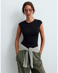 Oysho - Short-sleeved Rib Top With Cotton And Modal - Lyst