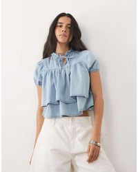 Miss Selfridge - Denim Baby Doll Top - Lyst
