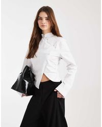 ASOS - Mandarin Collar Cinch Fitted Shirt - Lyst