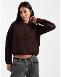 New Look - Collar Button Through Cardigan - Lyst