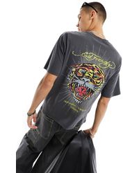 Ed Hardy - Oversized T-shirt With Tiger Print - Lyst