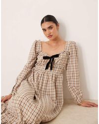 Glamorous - Maxi-Jurk Met Lange Mouwen En Strik Aan De Voorkant - Lyst