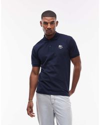Lacoste - Polo Con Logo Blanco Estampado En El Pecho De - Lyst