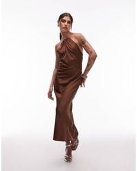 & Other Stories - Robe longue à encolure américaine avec détail en métal doré et dos échancré - marron - Lyst