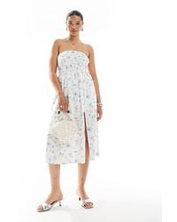 Hollister - Strapless Drop Waist Paneled Midi Dress - Lyst