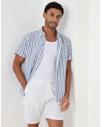 Threadbare - Stripe Linen Cotton Blend Short Sleeve Shirt - Lyst