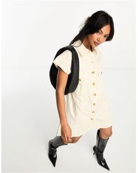 ASOS - Twill Boxy Sleeveless Shirt Mini Dress With Contrast Stitch - Lyst