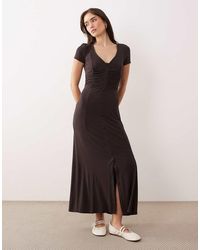ASOS - Button Front Ruched Waist Tea Dress - Lyst