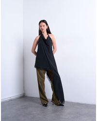 TOPSHOP - – asymmetrisches neckholder-oberteil aus cupro und spitze - Lyst