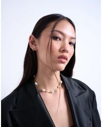 TOPSHOP - Molly Stainless Steel Pearl Necklace - Lyst