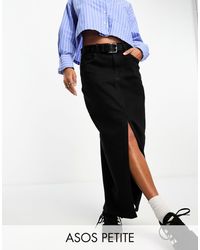 ASOS - Asos design petite - jupe longue en jean fendue - délavé - Lyst