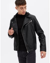 New Look Hooded Puffer Jacket in Black for Men - Lyst