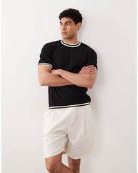 ASOS - Knitted Ribbed T-shirt With White Tipping - Lyst