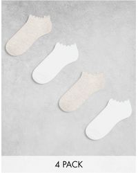 Lindex - 4 Pack Ribbed Ankle Socks With Frill Edge - Lyst