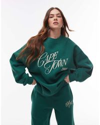 TOPSHOP - Felpa Oversize Scuro Con Grafica "Cape Town" - Lyst