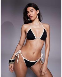 Candypants - Textured Tirangle Bikini Top With Contrast Trim - Lyst