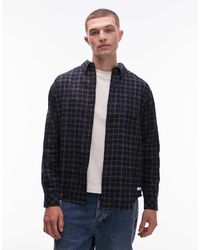 Element - Camisa Azul Marino A Cuadros Abotonada De Corte Estándar De Franela De - Lyst