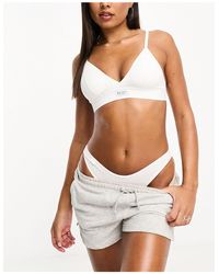 Cotton On - Cotton On Cross Back Cotton Bralet With Branding - Lyst